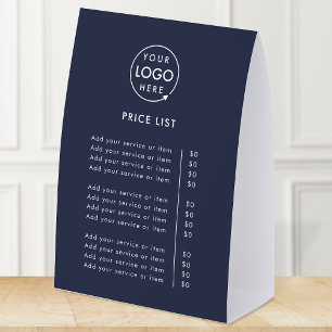Price List Table Tent 6x8 Tabletop Paper Sign