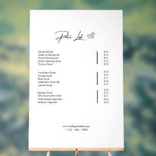 Price List Template, Small Business Price List Acrylic Sign