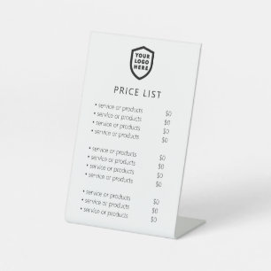 Price List White Modern Business Logo Pedestal Sign