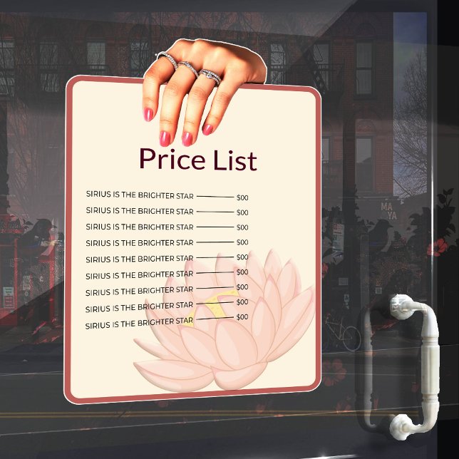 Price List Window Cling (Creator Uploaded)
