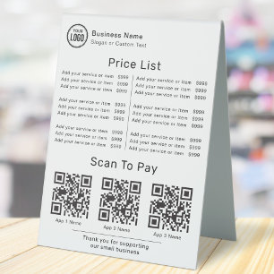 Price List With Business Logo QR Code Scan To Pay