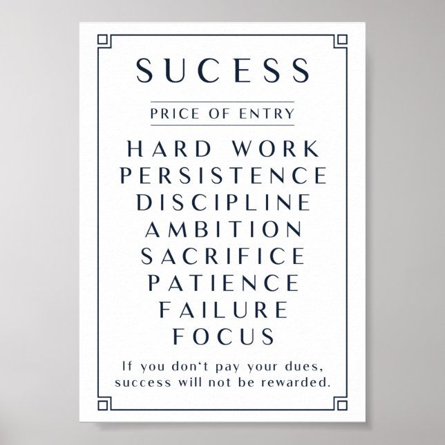 Price of Sucess Poster (Front)