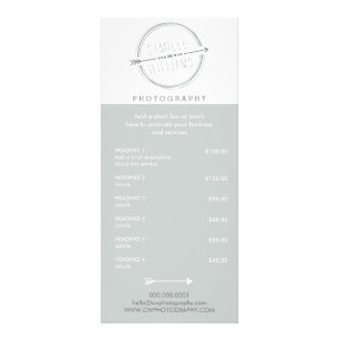 PRICE SERVICES LIST modern arrow logo rustic grey Rack Card