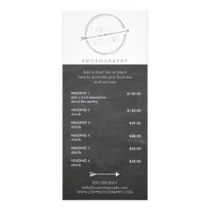 PRICE SERVICES LIST modern arrow logo rustic grey Rack Card