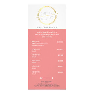 PRICE SERVICES modern arrow logo rustic gold coral Rack Card
