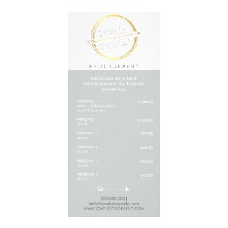 PRICE SERVICES modern arrow logo rustic gold grey Rack Card