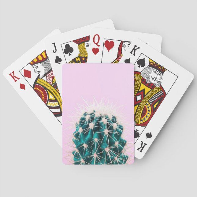 Prickley Cactus on Pink Playing Cards (Back)