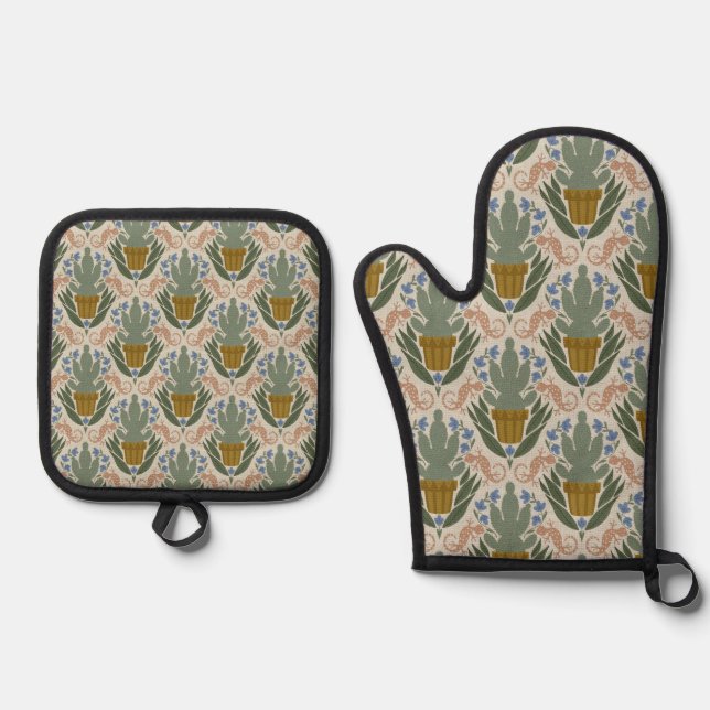 Prickly Cactus Oven Mitt & Pot Holder Set (Front)