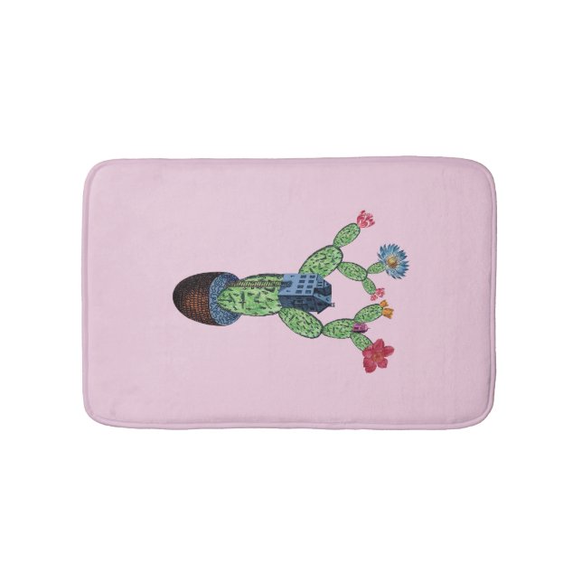 Prickly cactus with flowers bath mat (Front)