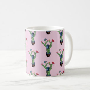 Prickly cactus with flowers coffee mug