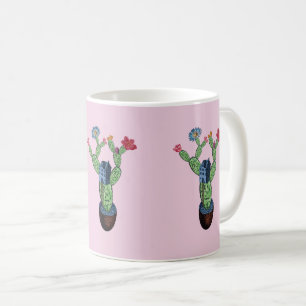 Prickly cactus with flowers coffee mug