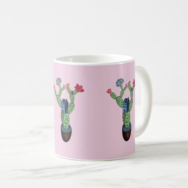 Prickly cactus with flowers coffee mug (Front Right)