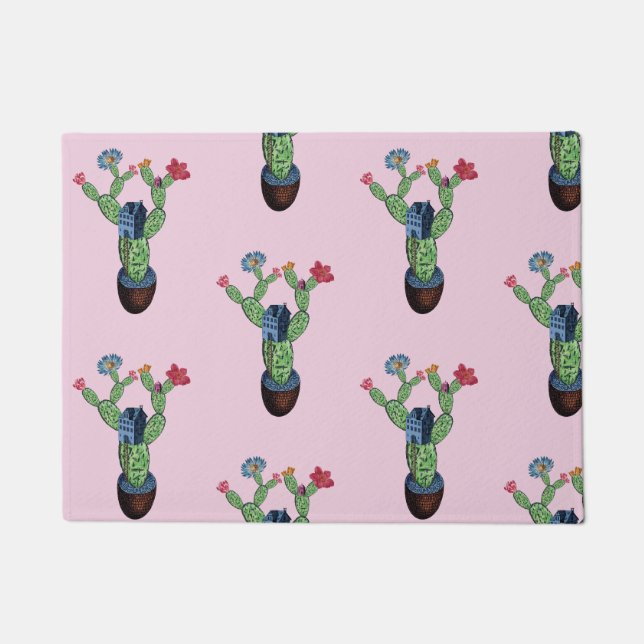 Prickly cactus with flowers doormat (Front)