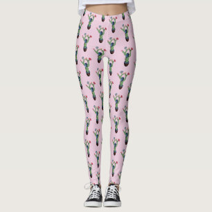 Prickly cactus with flowers leggings
