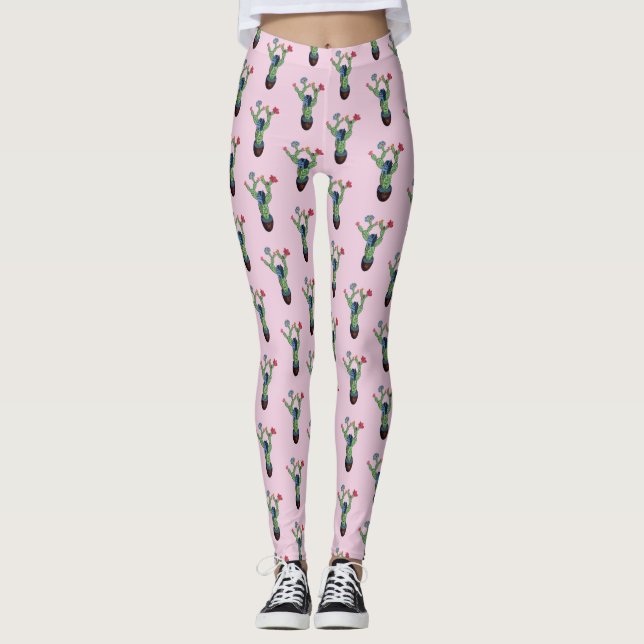 Prickly cactus with flowers leggings (Front)