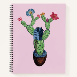 Prickly cactus with flowers notebook