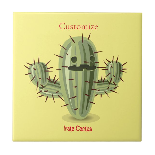 Prickly Irate Cactus Thunder_Cove Ceramic Tile (Front)