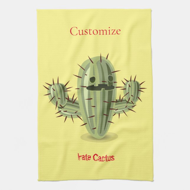Prickly Irate Cactus Thunder_Cove Tea Towel (Vertical)