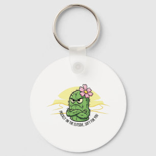 Prickly Outside Soft Inside Cactus Quote Key Ring