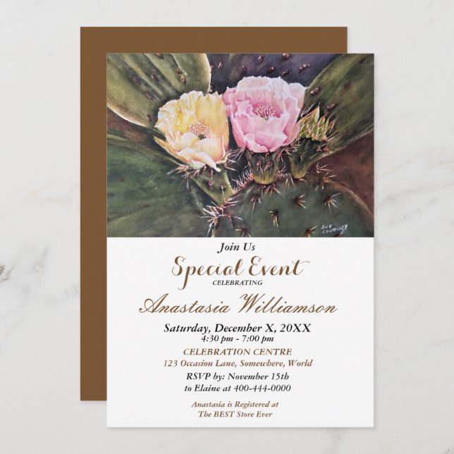 PRICKLY PARTY FOR TWO EVENT INVITE (Front/Back)