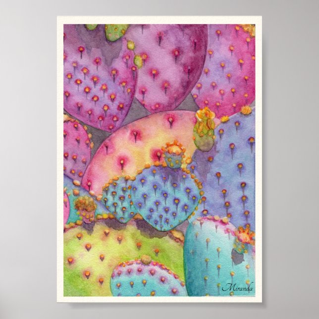 Prickly Pear Art Print Suitable Framing Miranda (Front)