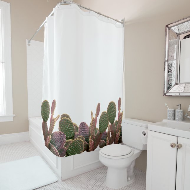Prickly Pear Cactus Desert Trendy Shower Curtain (In Situ)