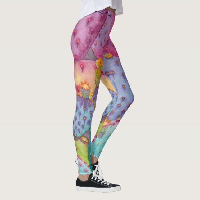 Prickly Pear Cactus Pants Art Workout Leggings (Right)