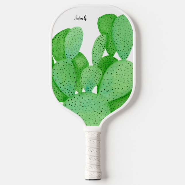 Prickly Pear Cactus Script Personalised Pickleball Paddle (Front)