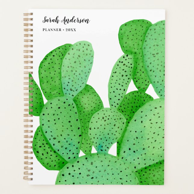 Prickly Pear Cactus Script Personalised Planner (Front)