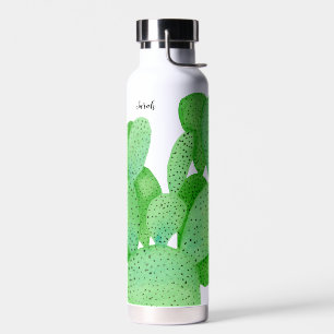 Prickly Pear Cactus Script Personalized Water Bottle