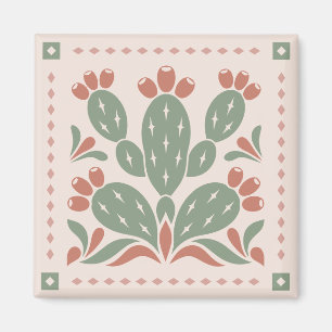 Prickly Pear Cactus - Southwest Folk Magnet