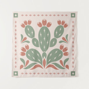 Prickly Pear Cactus - Southwest Folk Tapestry