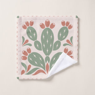 Prickly Pear Cactus - Southwest Folk Washcloth Wash Cloth