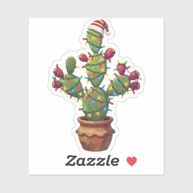 Prickly Pear Cactus with Bright Colourful Christma (Sheet)
