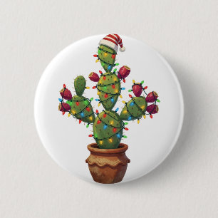 Prickly Pear Cactus with Bright Colourful Christma 6 Cm Round Badge