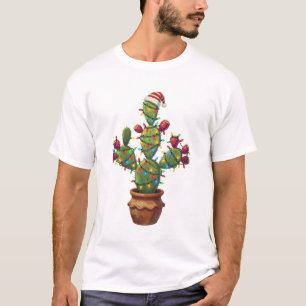 Prickly Pear Cactus with Bright Colourful Christma T-Shirt