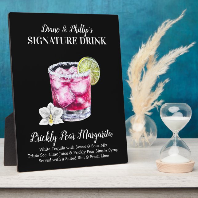 Prickly Pear Margarita Signature Drink Bar Sign Plaque (Side)