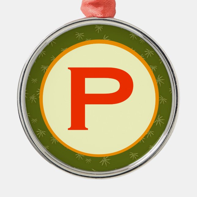 Prickly Pear Monogram Metal Tree Decoration (Front)