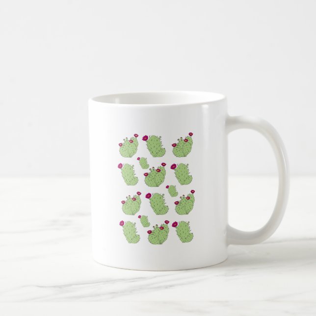 Prickly Pear Pattern Texas State Plant Cactus Love Coffee Mug (Right)