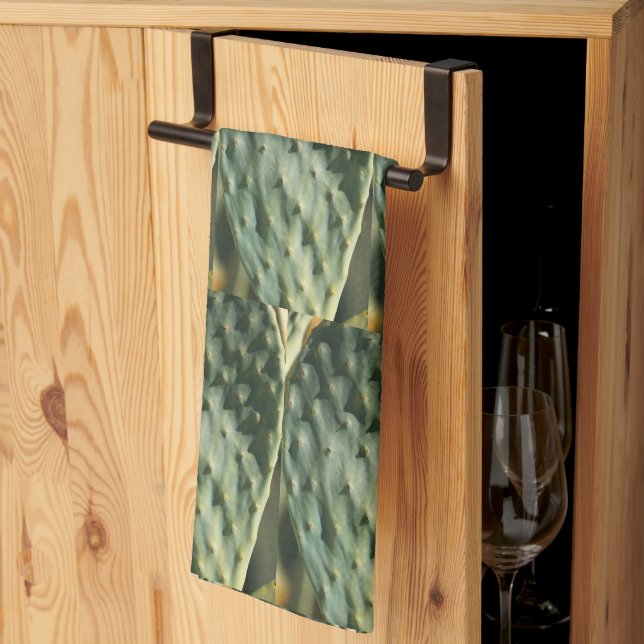 Prickly Pear Texture Pale Pastel Green  Tea Towel (Thirds Fold)