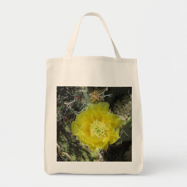 Prickly Pear Yellow Bloom Close Tote Bag (Front)