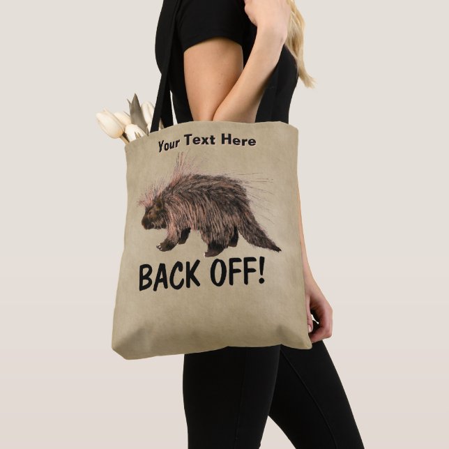 Prickly Porky - Back Off Tote Bag (Close Up)