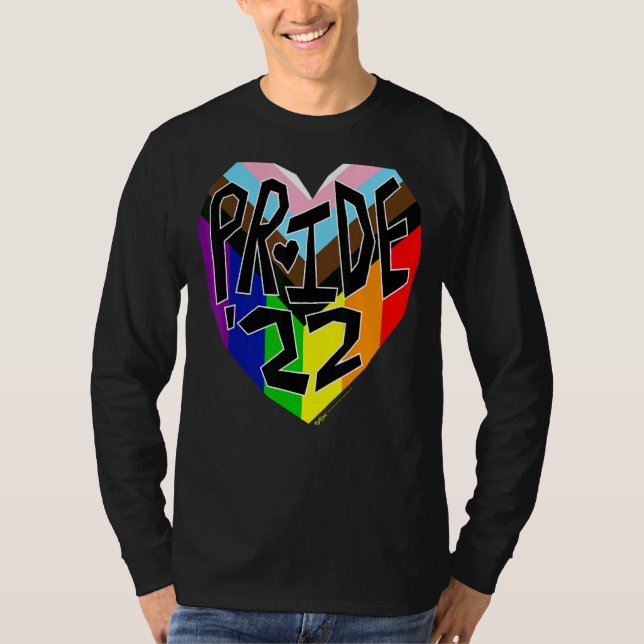 Pride'22 Progress Gay Pride Rainbow Word Design T-Shirt (Front)