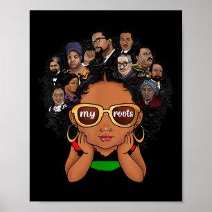 Pride Afro Melanin Girl Kids Black History Month  Poster
