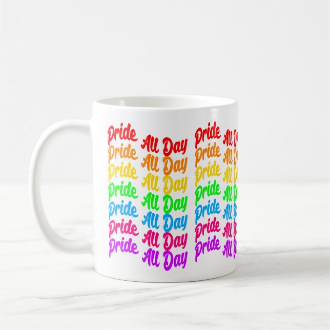 Pride All Day Rainbow Colours LGBTQ+ Coffee Mug (Left)