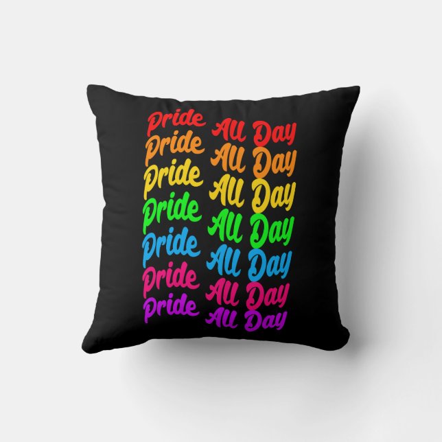 Pride All Day Rainbow Colours LGBTQ+ Cushion (Back)