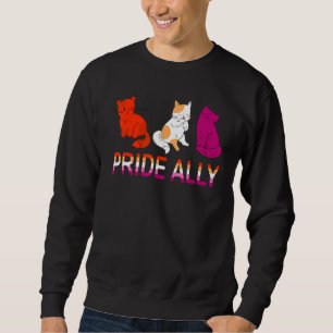 Pride Ally Cute Three Lesbian Flag Cat Pride Lgbt Sweatshirt