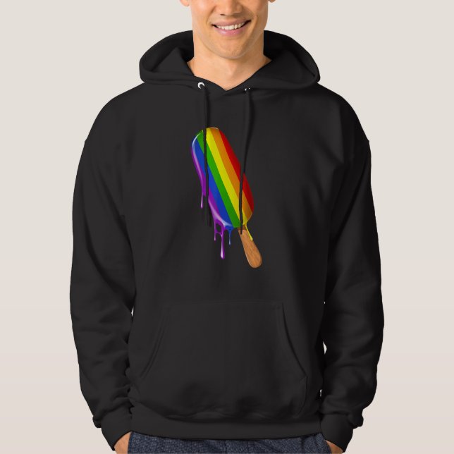 Pride Ally Ice Cream Rainbow Flag Gay Lesbian Prid Hoodie (Front)