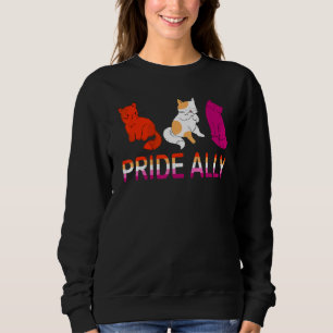 Pride Ally Three Lesbian Flag Cat Pride LGBT Sweatshirt