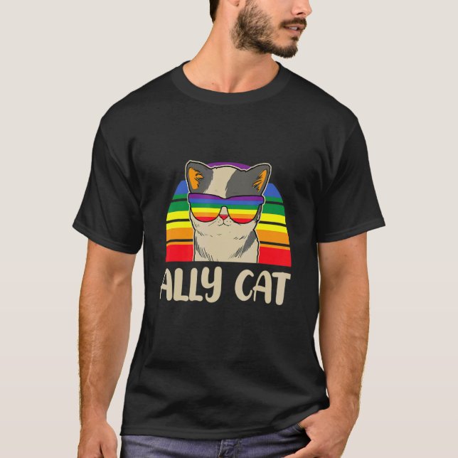 Pride Allyship Cat LGBT Cute Pride T-Shirt (Front)